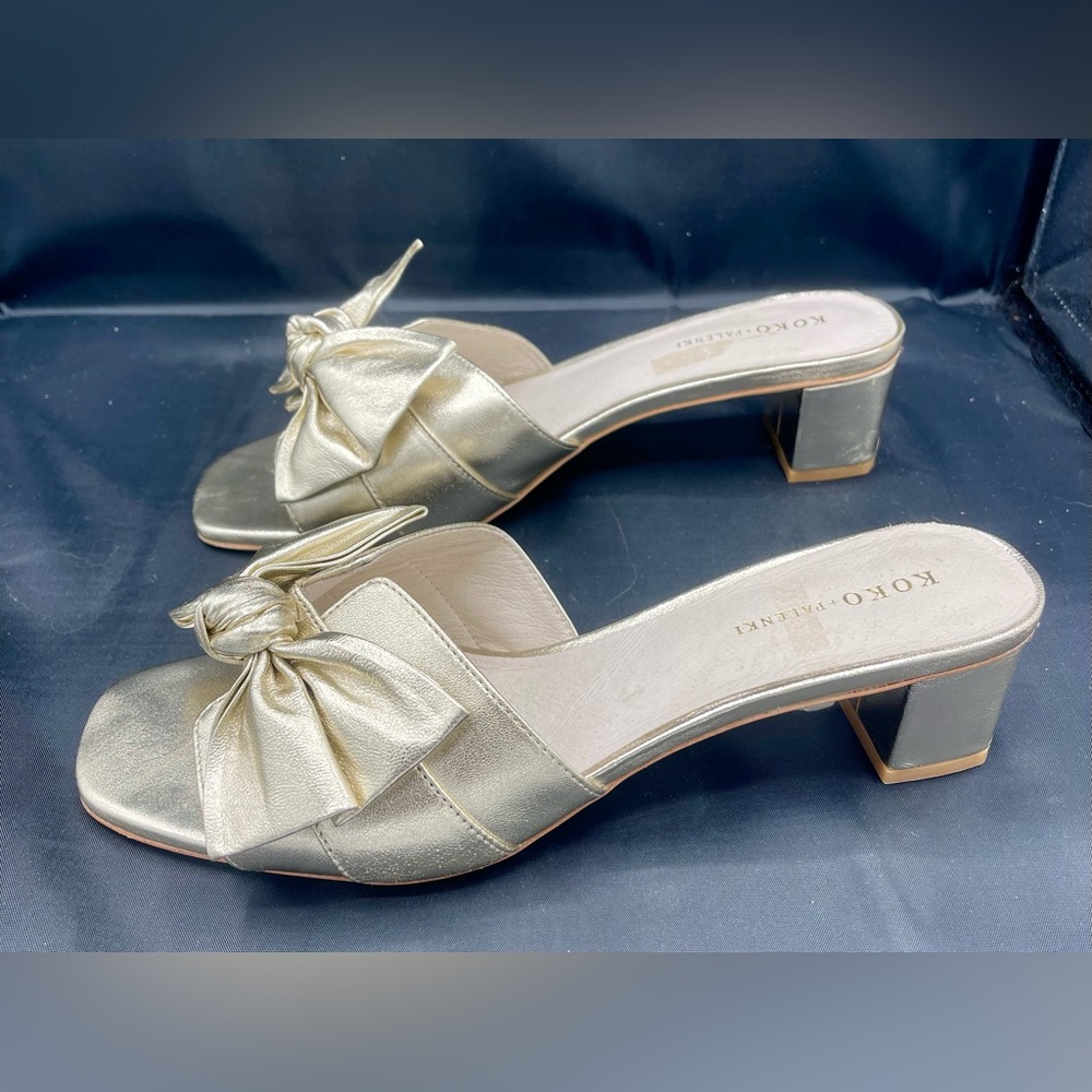 Koko + Palenki Sidney 2 Sandal with Block Heel, Women’s Size 10, Gold Leather